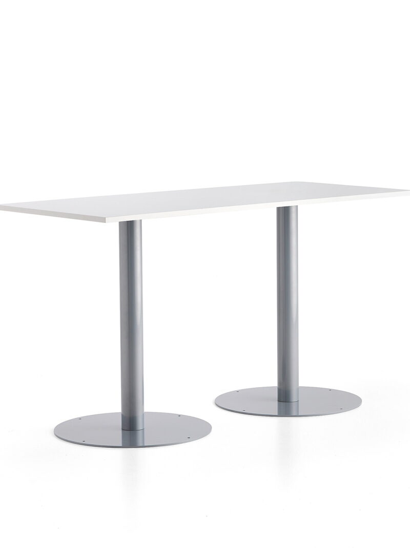 Stół barowy ALVA, 1800x800x1000 mm, srebrny, biały