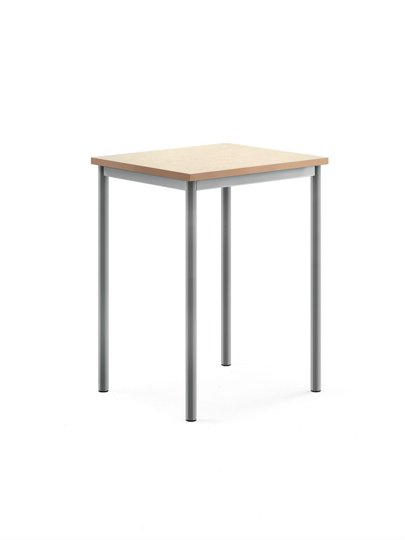 Stół SONITUS, 700x600x900 mm, beżowe linoleum, szary aluminium