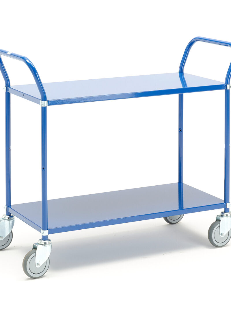 Wózek TRANSIT, z półkami, 2 półki, 900x440 mm, niebieski