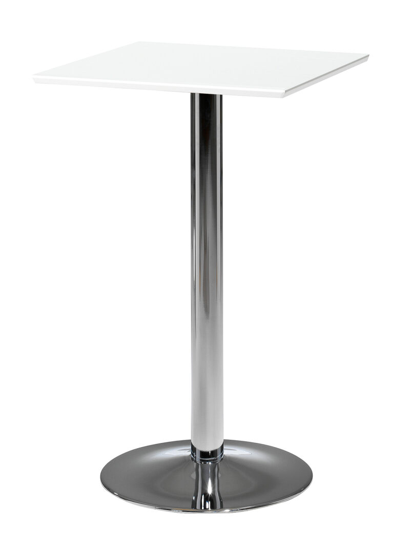 Stół barowy BIANCA, 700x700x1125 mm, biały, chrom
