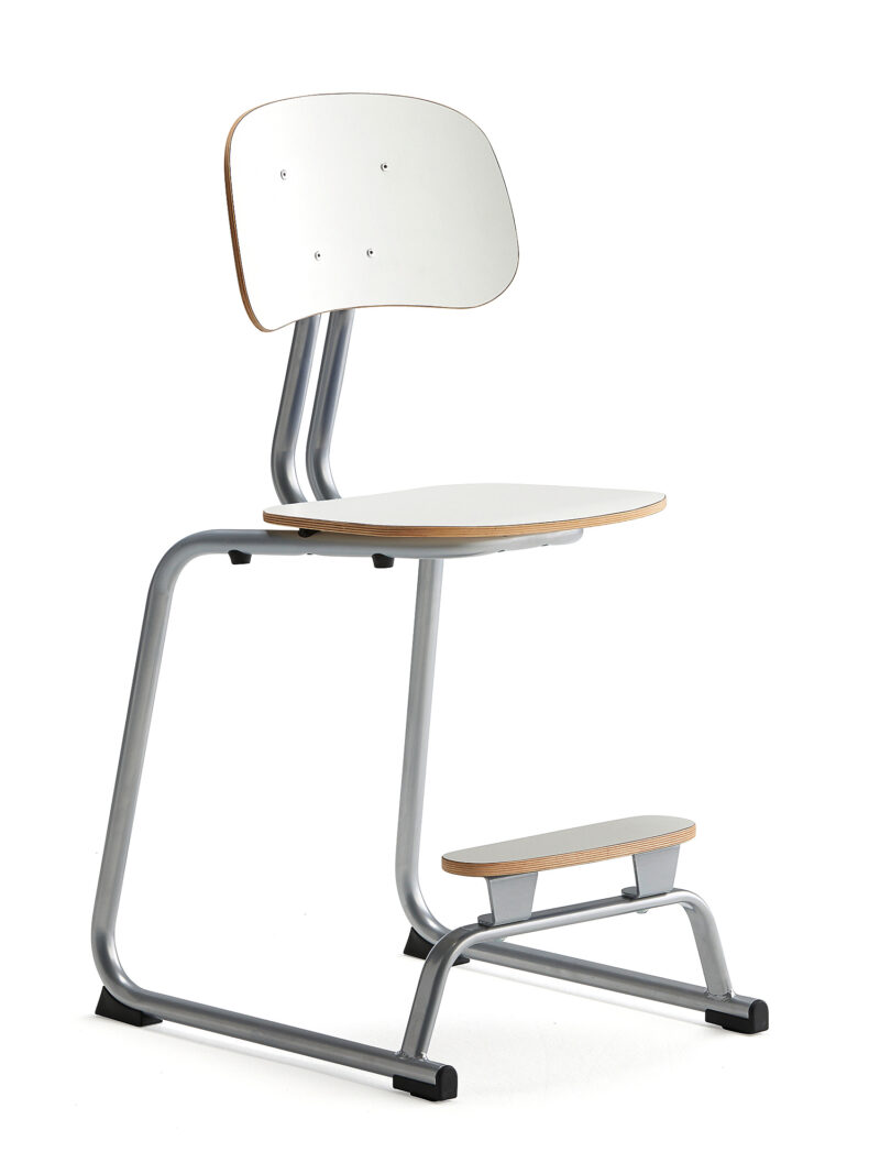 Krzesło szkolne YNGVE, płozy, srebrny, biały, 520 mm