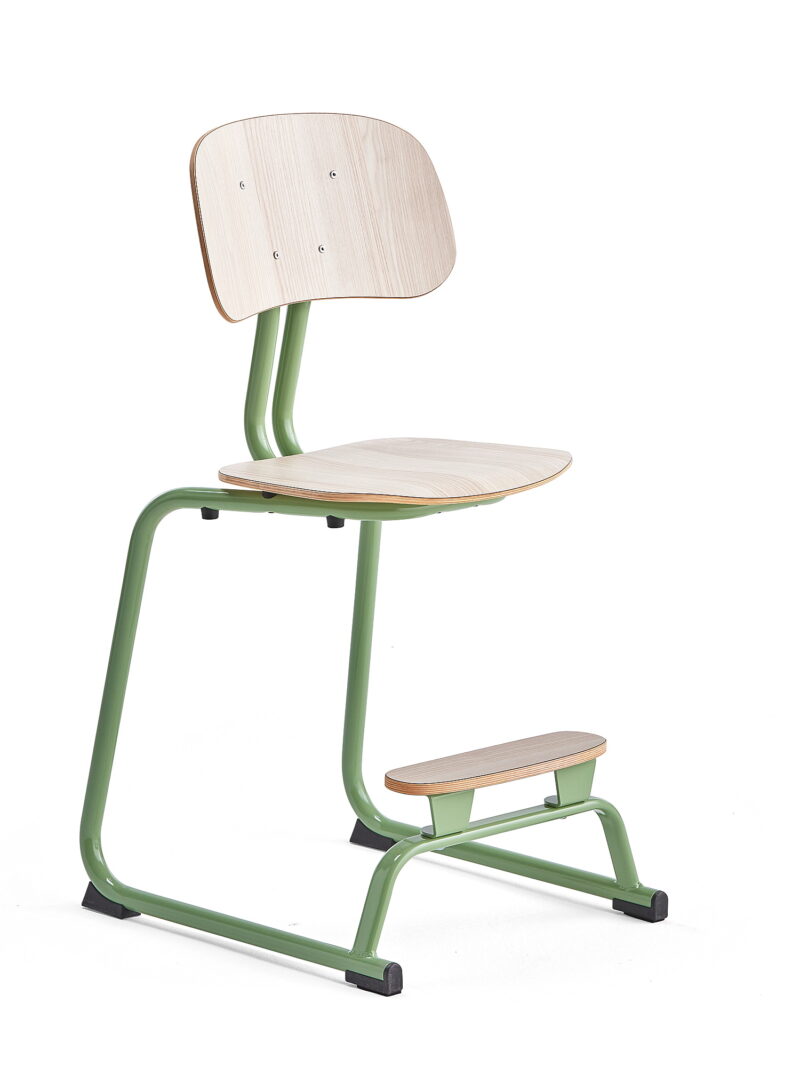 Krzesło szkolne YNGVE, na płozach, zielony, jesion, H 520 mm