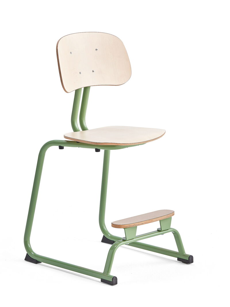 Krzesło szkolne YNGVE, na płozach, zielony, brzoza, H 520 mm
