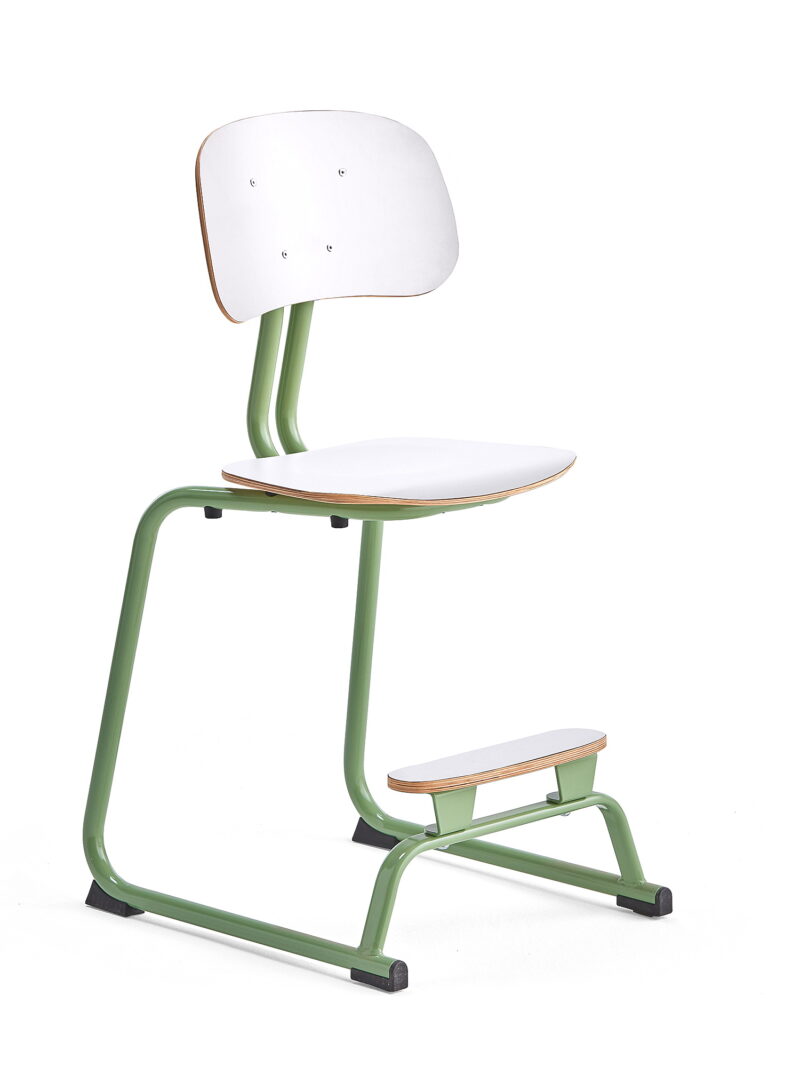 Krzesło szkolne YNGVE, na płozach, zielony, biały, H 520 mm