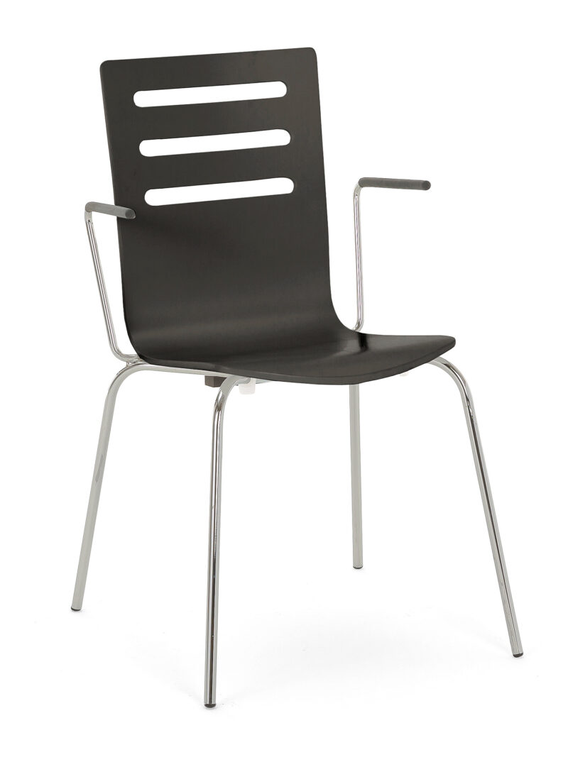 Krzesło do stołówki FLORENCE, z podłokietnikami, czarny
