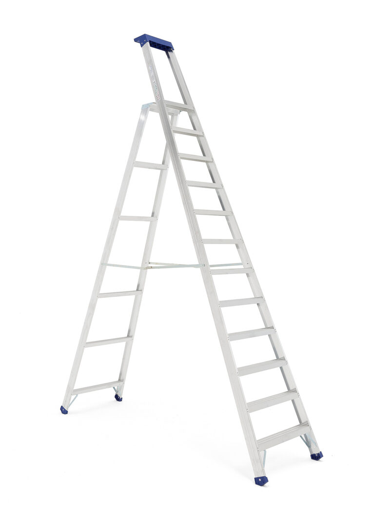 Aluminiowa drabina HIGHER z platformą, 12 stopni, platforma 2800 mm