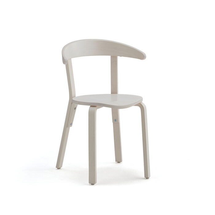 Drewniane krzesło stołówkowe LINUS, 450 mm, brzoza, biały fornir