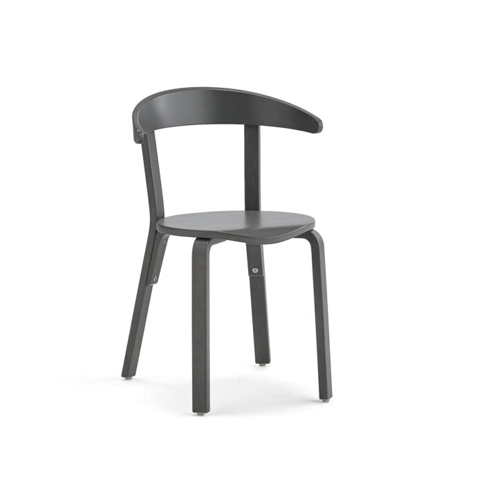 Drewniane krzesło stołówkowe LINUS, 450 mm, brzoza, szary fornir