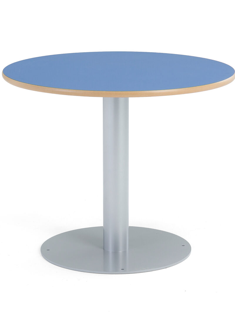 Stół do stołówki GATHER, Ø900x720 mm, laminat, niebieski