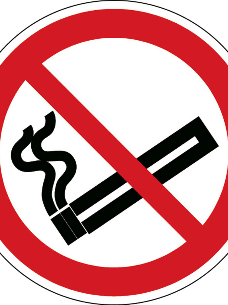 Oznaczenie: palenie wzbronione, samoprzylepny poliester, Ø 100 mm