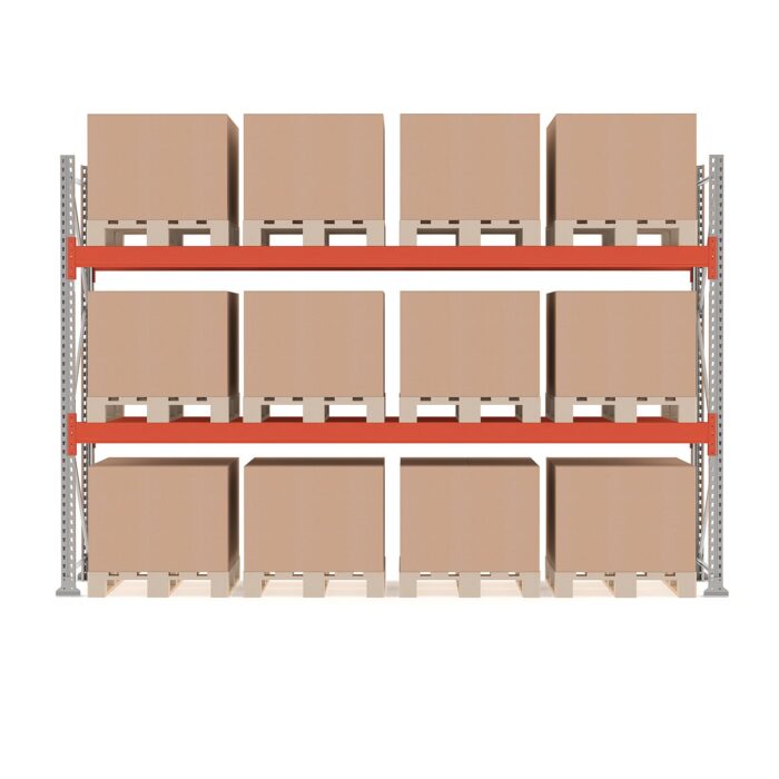Regał paletowy ULTIMATE, moduł podstawowy, 2500x3600x1100 mm, 12 palet, 500kg/paleta