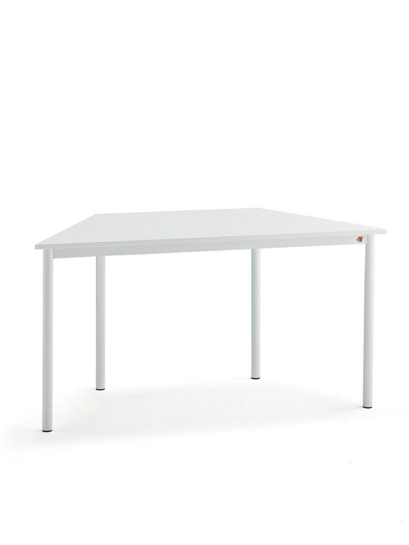 Biurko BORÅS TRAPETS, 1200x600x720 mm, biały laminat, biały