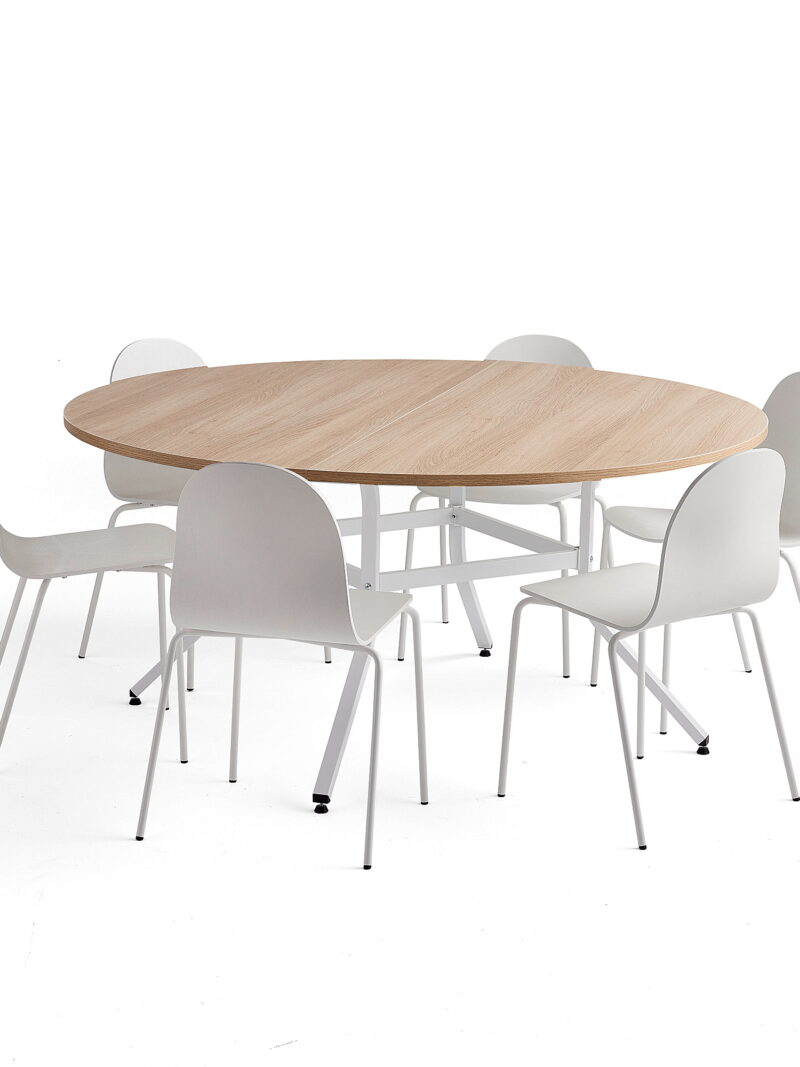 Zestaw mebli VARIOUS + GANDER, 1 stół i 6 białych krzeseł