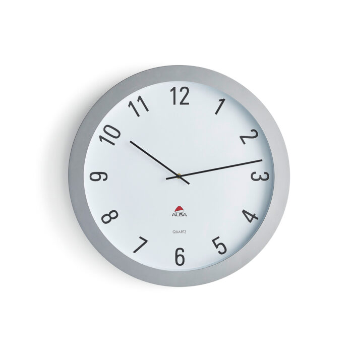 Zegar ścienny, Ø600 mm, biały, srebrny