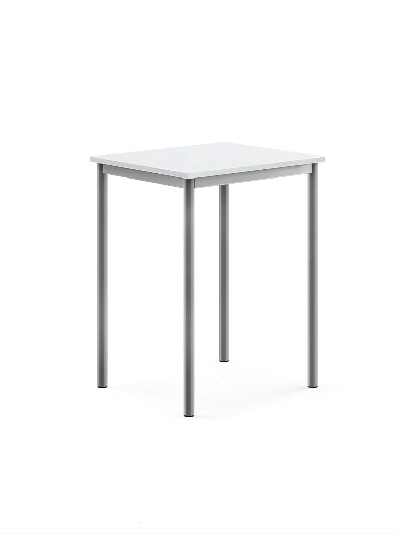 Stół SONITUS, 700x600x900 mm, biały laminat, szary aluminium