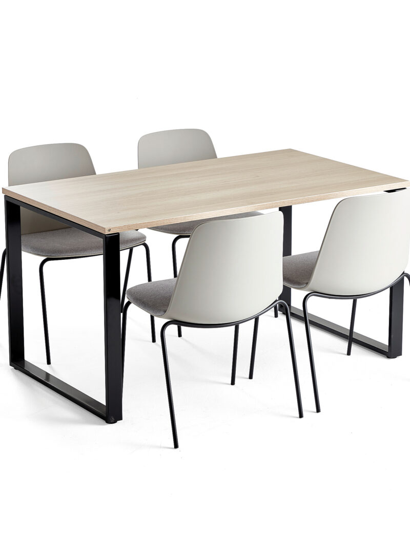 Zestaw do stołówki MODULUS + LANGFORD, stół + 4 krzesła szary
