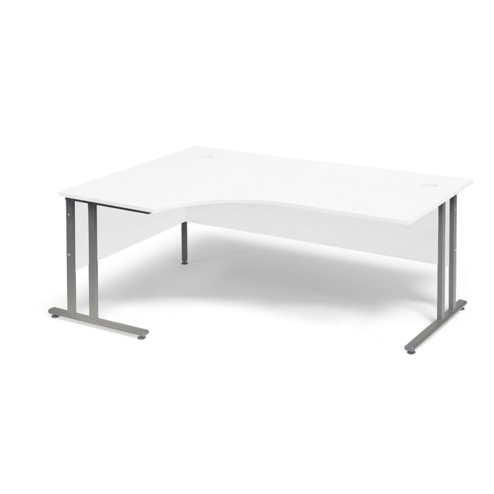 Biurko ergonomiczne FLEXUS, lewe, 1800x1200x720 mm, laminat, biały