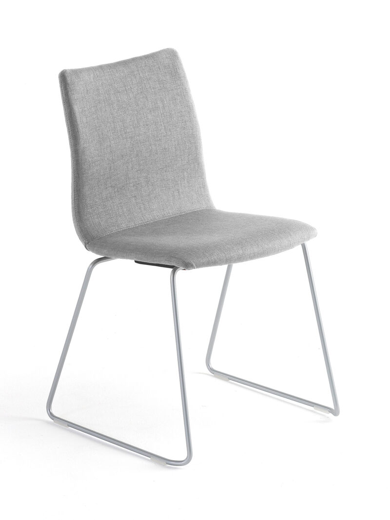 Krzesło konferencyjne OTTAWA, na płozach, tkanina, srebrnoszary, szary