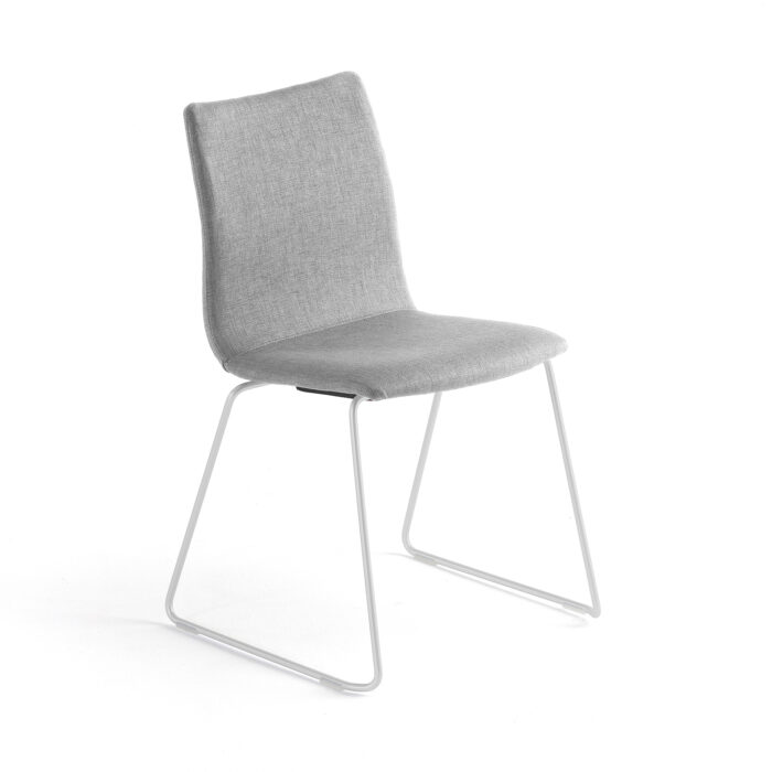 Krzesło konferencyjne OTTAWA, na płozach, tkanina, srebrnoszary, biały