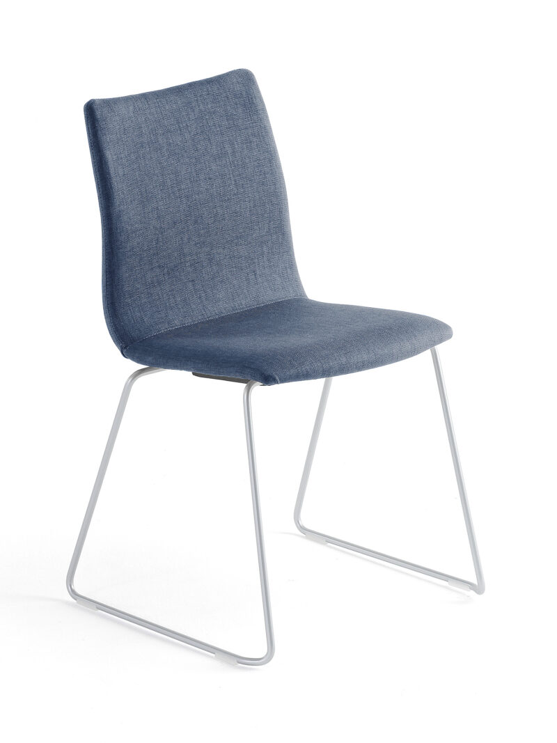 Krzesło konferencyjne OTTAWA, na płozach, tkanina, niebieski, szary