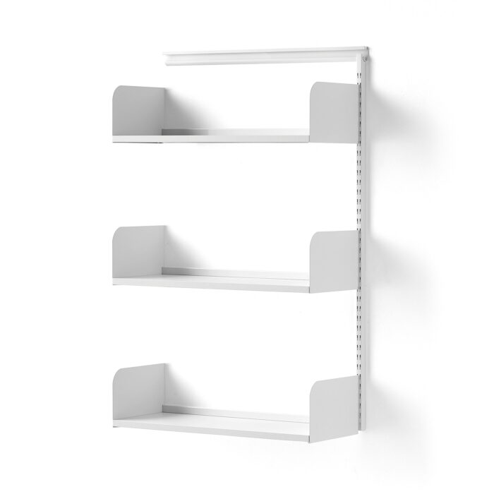 Regał ścienny SHAPE, moduł dodatkowy, półki metalowe, 1237x800x300 mm, biały