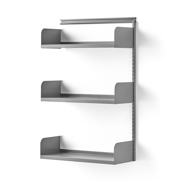 Regał ścienny SHAPE, moduł dodatkowy, półki metalowe, 1237x800x300 mm, szary