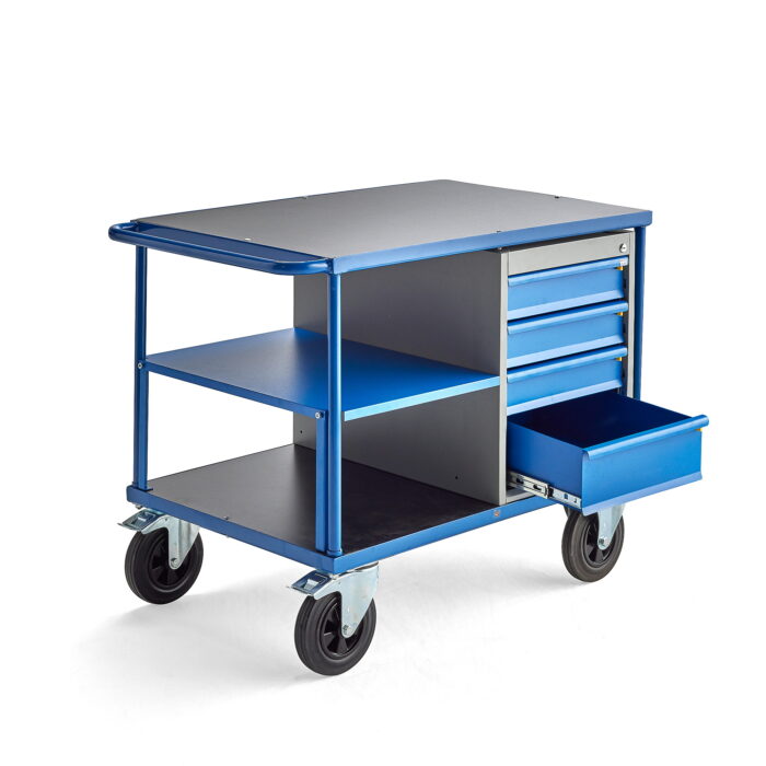 Wózek warsztatowy MOBILE, 1 szuflada + 1 półka, 875x1000x700 mm