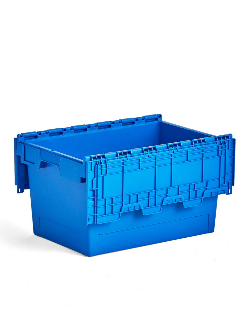 Plastikowy pojemnik transportowy GAYLE, 600x400x340 mm, 58 L, niebieski