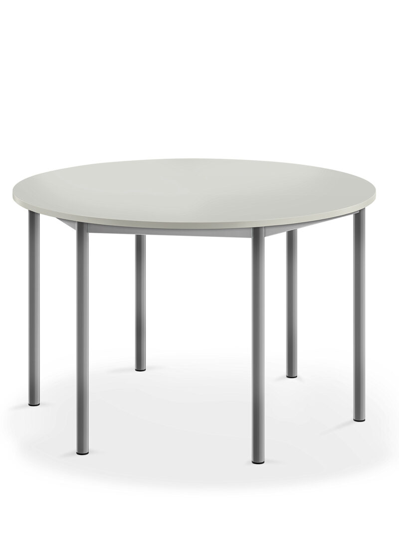 Stół Sonitus, Ø1200x720 mm, szary laminat, szary aluminium
