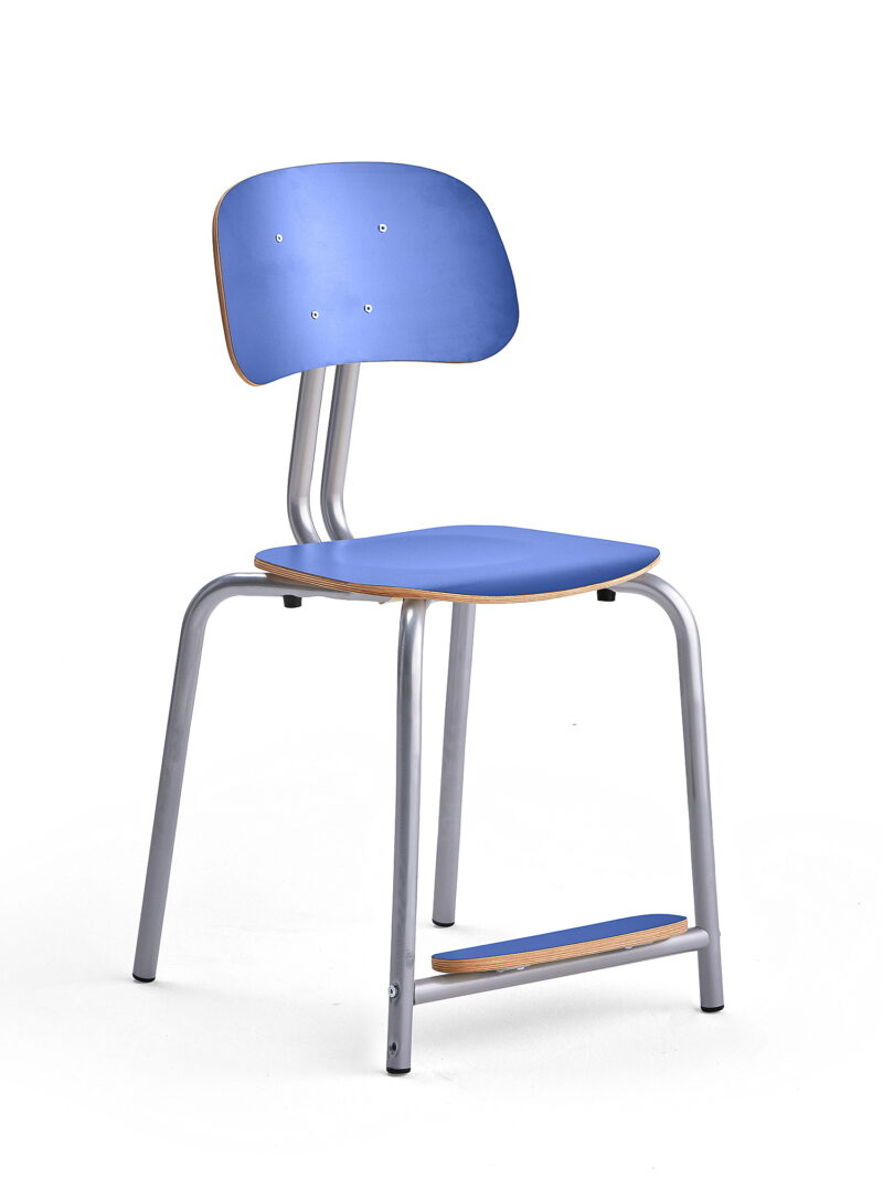 Krzesło szkolne YNGVE, 4 nogi, srebrny, granatowy, 500 mm
