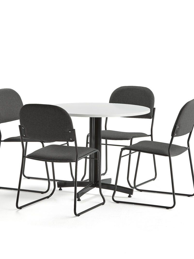 Zestaw mebli SANNA + DAWSON, stół i 4 krzesła antracyt