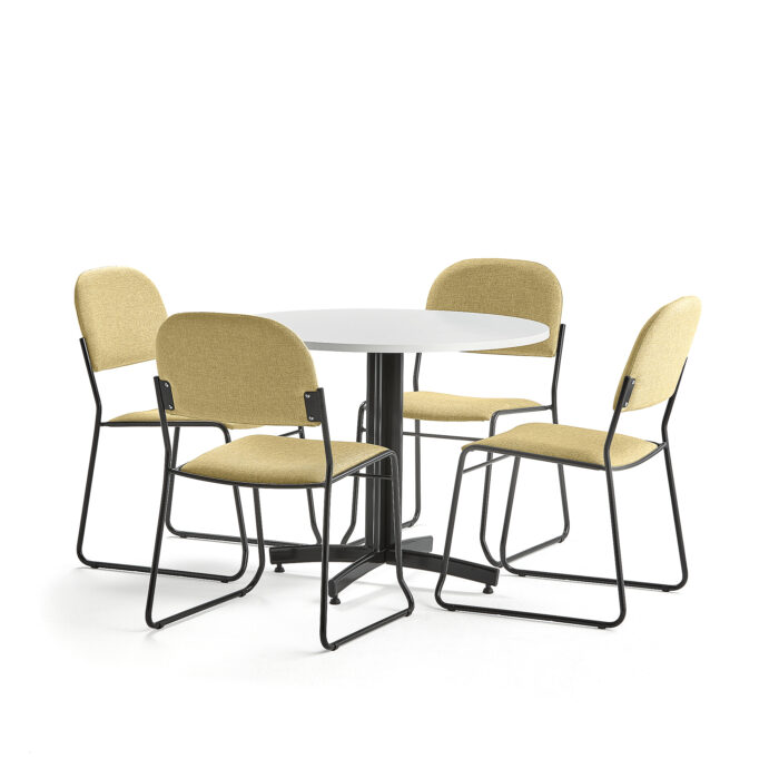 Zestaw mebli SANNA + DAWSON, stół i 4 krzesła żółty