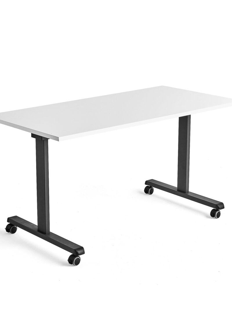 Mobilny stół konferencyjny INSTANT, składany blat, 1400x700 mm, antracyt, biały
