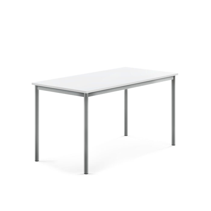 Stół BORÅS, 1400x700x720 mm, biały laminat, szary aluminium