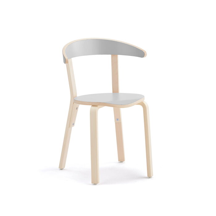 Drewniane krzesło do stołówki LINUS, 450 mm, szary laminat