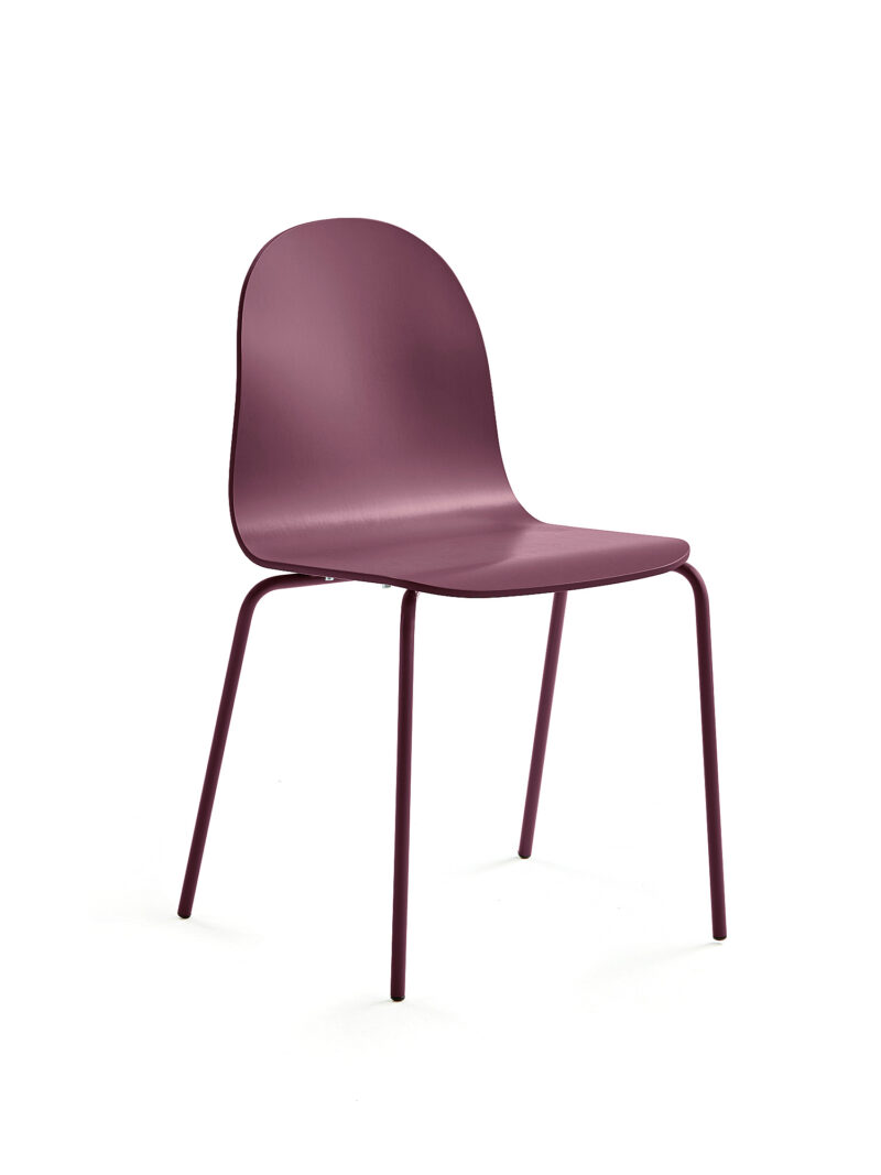 Krzesło GANDER, 4 nogi, siedzisko 450 mm, lakierowany, ciemnoczerwony