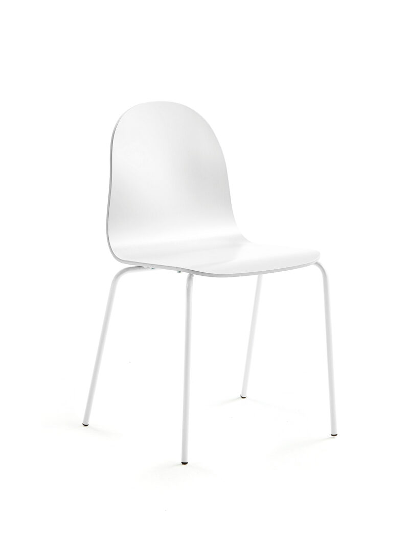Krzesło GANDER, 4 nogi, siedzisko 450 mm, lakierowany, biały