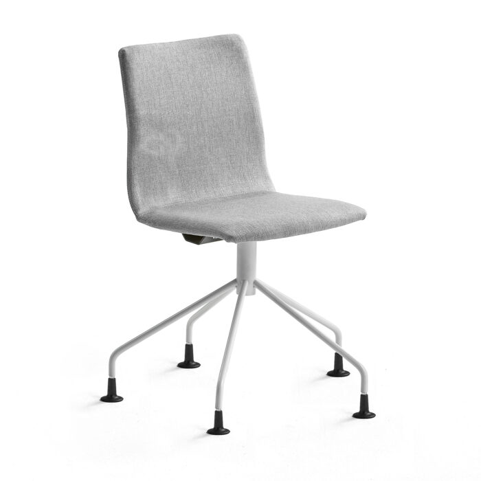 Krzesło konferencyjne OTTAWA, nogi pająka, tkanina, srebrnoszary, biały