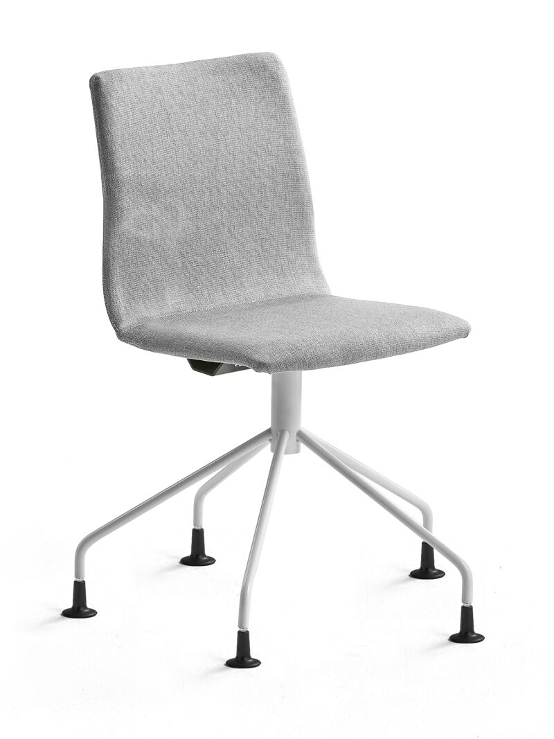 Krzesło konferencyjne OTTAWA, nogi pająka, tkanina, srebrnoszary, biały