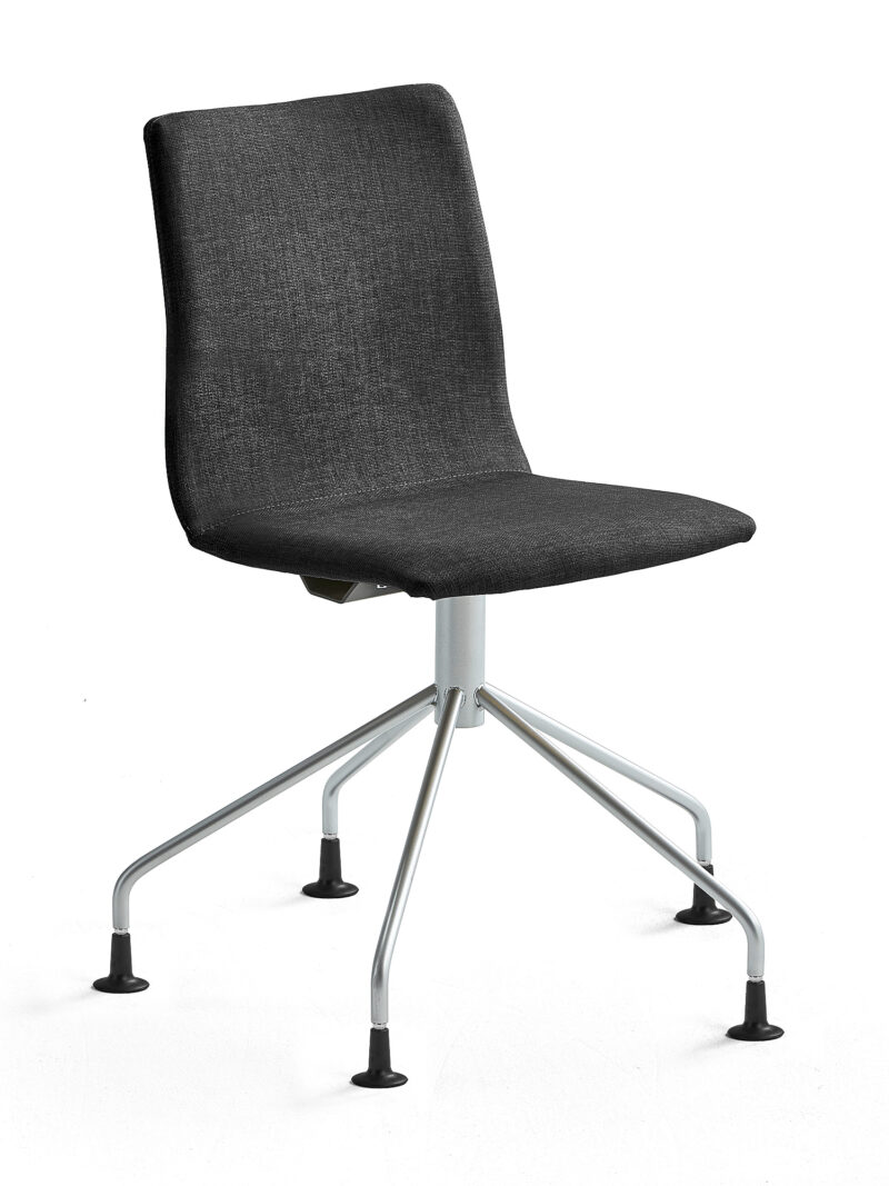 Krzesło konferencyjne OTTAWA, nogi pająka, czarna tkanina, szary