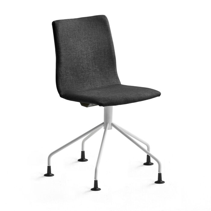Krzesło konferencyjne OTTAWA, nogi pająka, czarna tkanina, biały