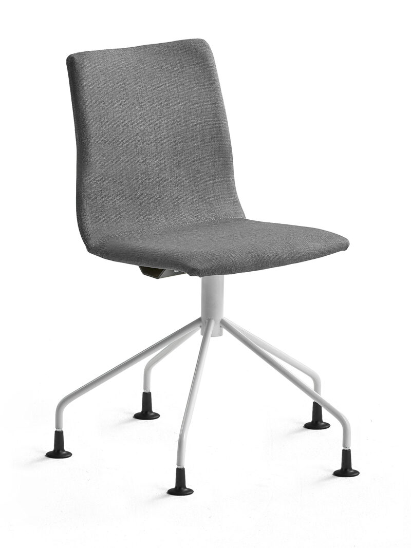 Krzesło konferencyjne OTTAWA, nogi pająka, szara tkanina, biały