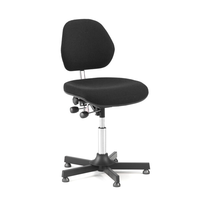 Krzesło warsztatowe AUGUSTA, 475-600 mm, czarna tkanina