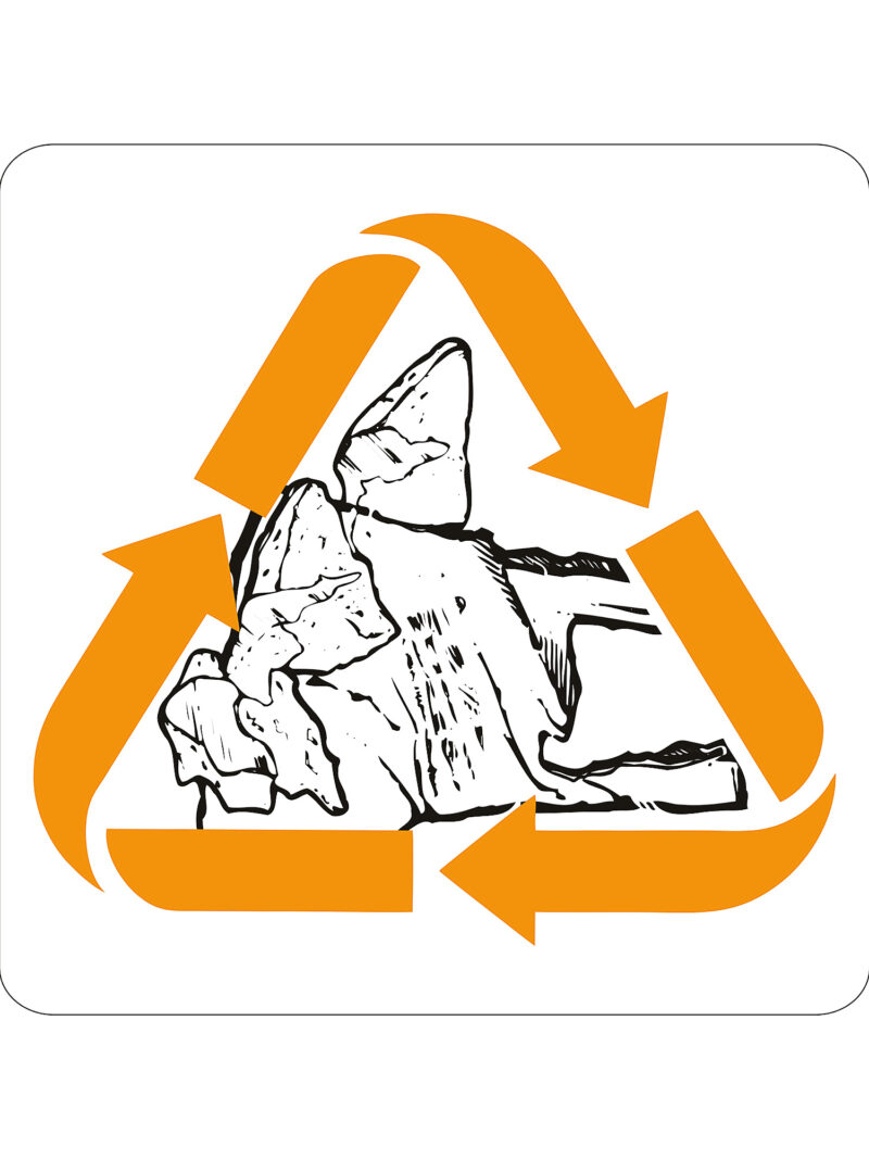 Naklejka z oznaczeniem odpadów, miękki plastik, pomarańczowy