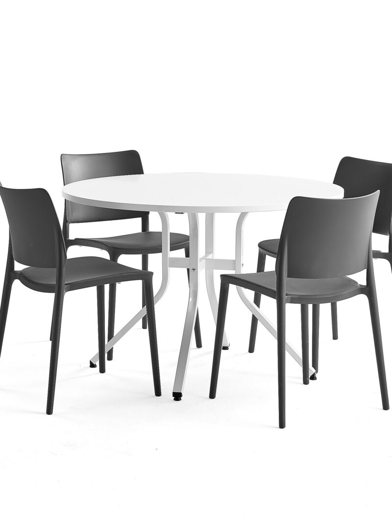 Zestaw mebli VARIOUS + RIO, stół + 4 krzesła antracyt