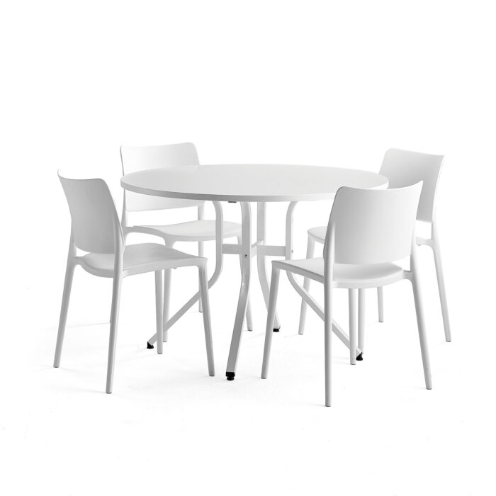 Zestaw mebli VARIOUS + RIO, stół + 4 krzesła biały
