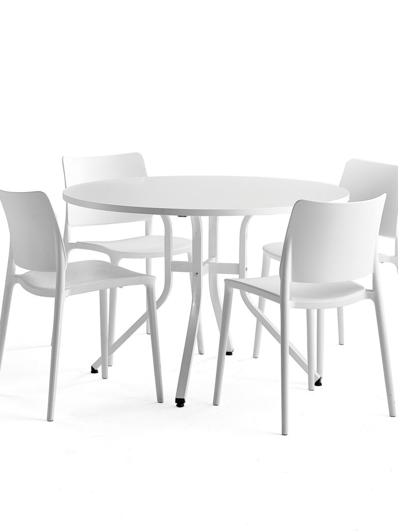 Zestaw mebli VARIOUS + RIO, stół + 4 krzesła biały