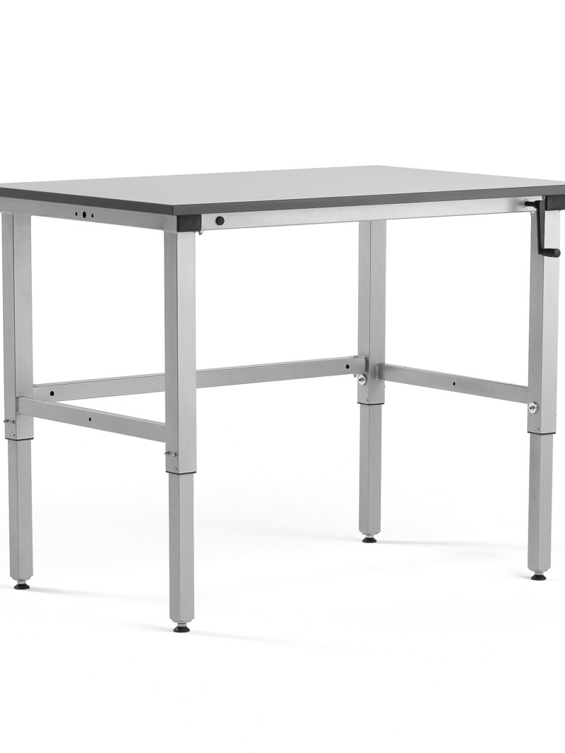 Stół roboczy MOTION, z ręczną regulacją wysokości , 150 kg, 1200x800 mm, szary