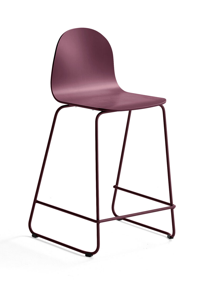 Krzesło barowe GANDER, płozy, siedzisko 630 mm, lakierowany, ciemnoczerwony