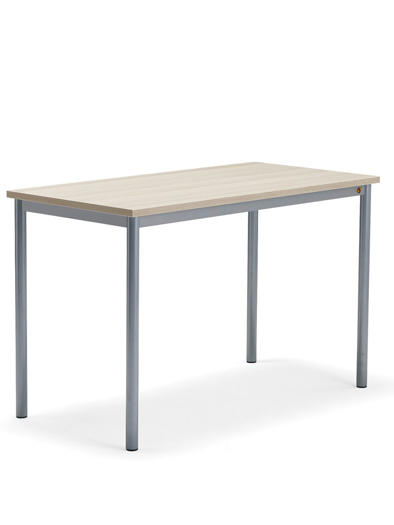 Biurko BORÅS PLUS, 1200x600x760 mm, popielaty laminat, szary aluminium